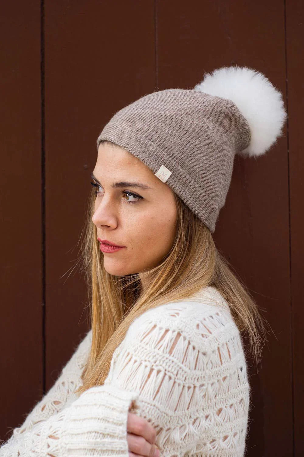 Fur Beanie NORGÄTE alpaca knitwear sustainably made in Peru