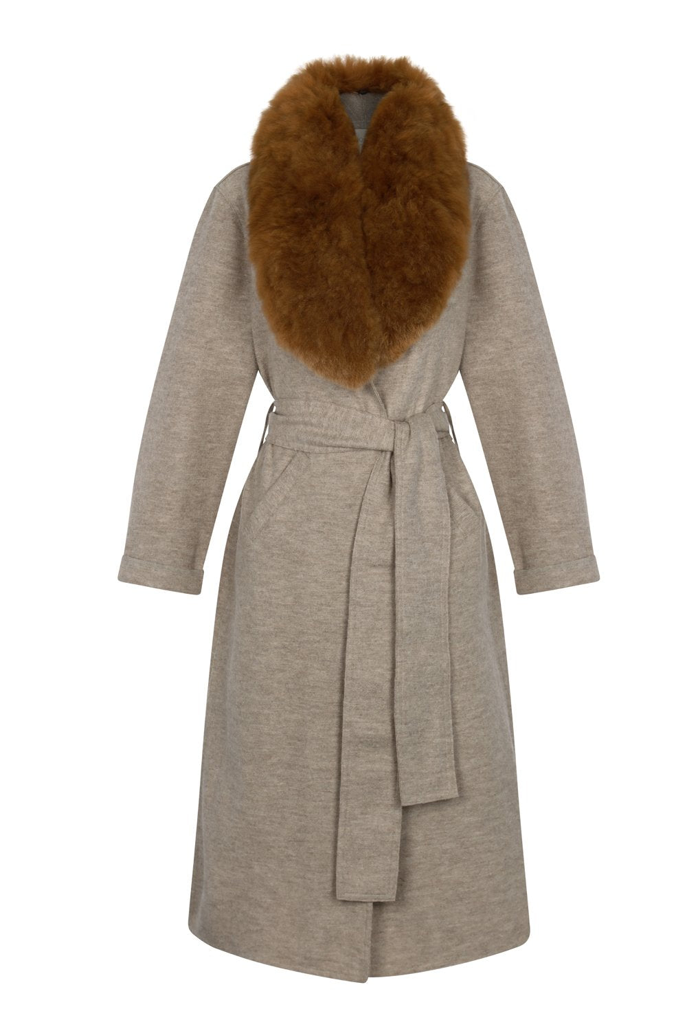 Tungsten Overcoat - Sand NORGÄTE alpaca knitwear sustainably made in Peru