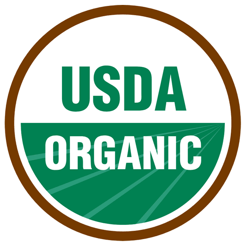 USDA Organic logo with green text and brown border on a white background