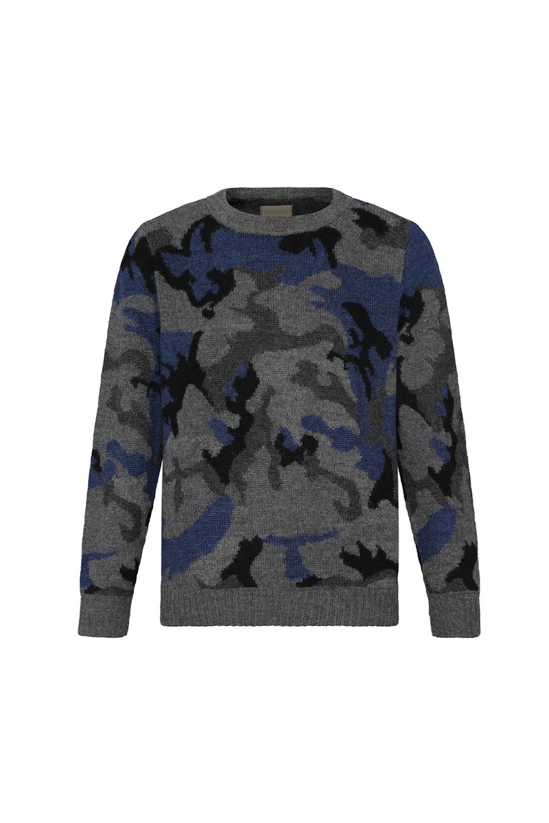 Camouflage Sweater - Navy Blue | Norgäte Alpaca Knitwear Ethically