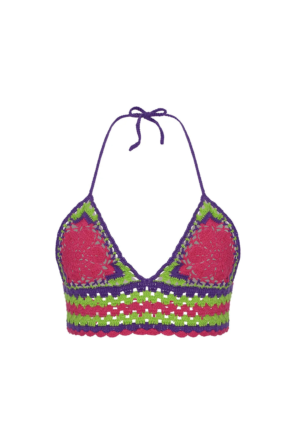 Flower Crochet Top - Lilac Fuchsia with Purple and Green NORGÄTE