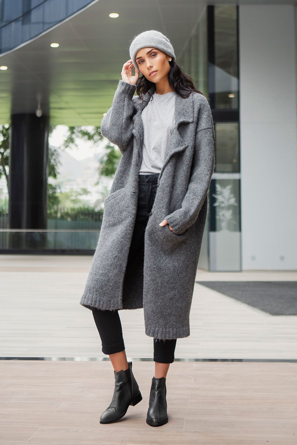 Kuma Coat - Dim grey | Norgäte Alpaca Knitwear Ethically Made in Peru
