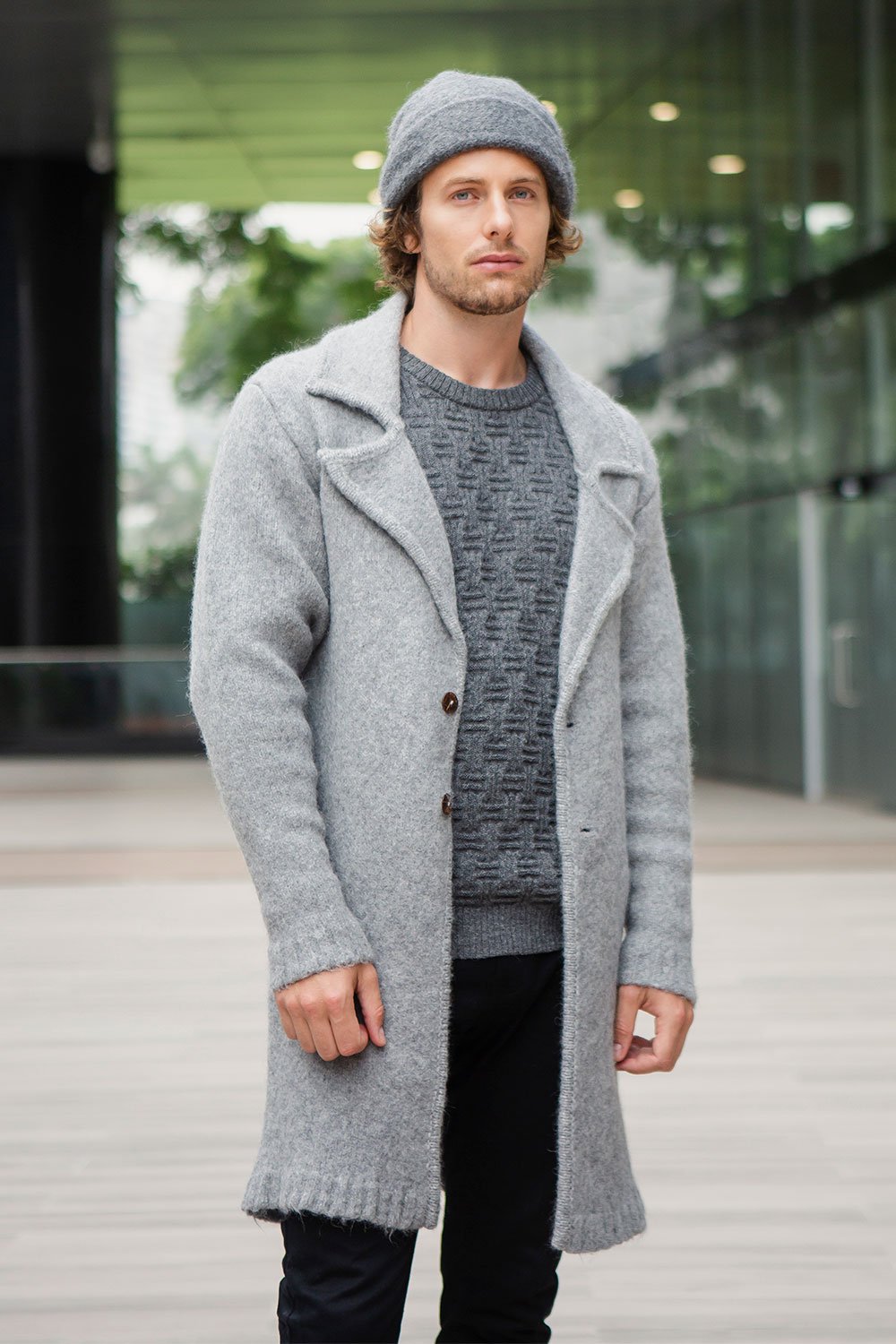 Hosoi Coat - Silver | Norgäte Alpaca Knitwear Ethically Made in Peru