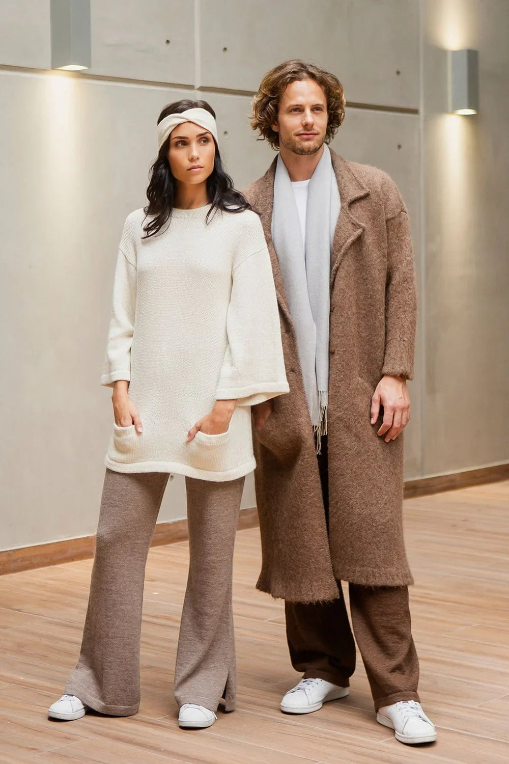 UNUSED × NIUKU WOOL GOWN COAT Kuma Coat - Chocolate | Norgäte Alpaca Knitwear Ethically Made in Peru